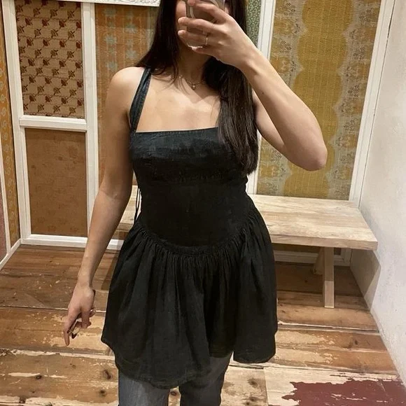 FREE PEOPLE Laurel Denim Mini Dress Light Wash XL nwt - Picture 15 of 16